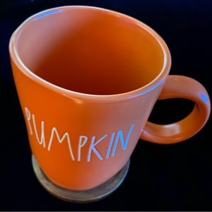 NWOT Rae Dunn Pumpkin Ceramic Mug with Wood Coaster